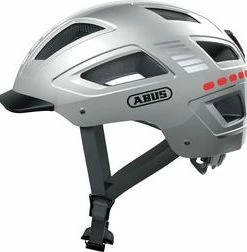 Abus Hyban 2.0 LED Signal Silver Shiny M. Indbygget Led Lys - Cykelhjelm